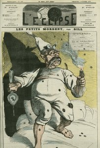I piccoli mordono, caricatura di Guglielmo I (1797-1888), Re di Prussia e Imperatore di Germania. Copertina in “L