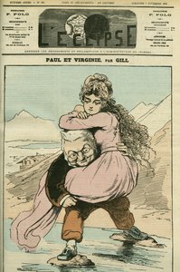 Ritratto di Adolphe Thiers, storico e politico francese, rappresentato in "Paul et Virginie" (la Repubblica). Copertina di "L