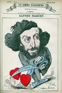 Ritratto di Alfred Naquet (1834-1916), medico, chimico e politico francese, ristabilì la legge che autorizzava il divorzio nel 1884. Caricatura di Gill, Parigi da Andre Gill