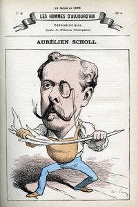 Ritratto di Aurelien Scholl (1833-1902), giornalista, scrittore e comico francese. Caricatura di Gill, Parigi da Andre Gill