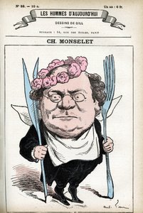 Ritratto di Charles Monselet (1825-1888), poeta, giornalista, romanziere e gastronomo francese. Caricatura di Gill, in "Les Homme d