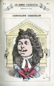 Ritratto di Constant Coquelin (1841-1909), attore teatrale francese. Caricatura di Gill, Parigi