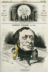 Ritratto di Ernest Picard (1821-1877), giornalista e avvocato francese. Caricatura di Gill, in "La Lune", 21 luglio