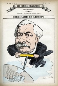 Ritratto di Ferninand de Lesseps (1805-1894), diplomatico francese. Caricatura di Gill, in "Les Homme d
