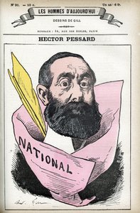 Ritratto di Hector Pessard, giornalista francese e proprietario del giornale "Le National". Caricatura di Gill, in "Les Homme d