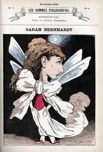 Ritratto di Henriette Rosine Bernard detta Sarah Bernhardt (1844-1923), attrice teatrale francese. Caricatura di Gill, Parigi