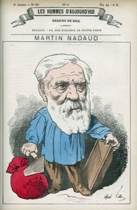 Ritratto di Martin Nadaud (1815-1898), maestro e politico francese, fu deputato della Creuse dal 1876 al 1889. Caricatura di Gill, Parigi da Andre Gill