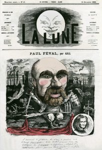 Ritratto di Paul Féval, scrittore francese. Caricatura di Gill, in "La Lune", 16 dicembre da Andre Gill