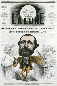 Ritratto di Viconte Ponson du Terrail (1829-1871), scrittore popolare francese, autore di un romanzo a puntate. Caricatura di Gill, in "La Lune", 24 febbraio da Andre Gill