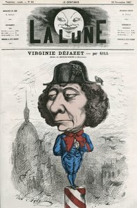 Ritratto di Virginie Dejazet (1798-1875), attrice francese nel ruolo di Bonaparte. Caricatura di Gill, in "La Lune", 10 novembre da Andre Gill