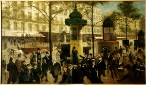 Bozzetto per un panorama del Boulevard Montmartre con personalità parigine contemporanee da Andre Gill