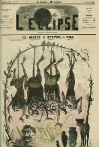 Il Diavolo ha quattro, pamphlet politico ridisegnato da Mefistofele (Mephisto) alias Wolff, Villemessant, Duchesne, Lockroy, e il suo caricaturista Benassit. Copertina in 