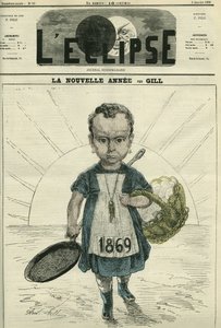 Il Capodanno, illustrazione di una bambina che tiene una stufa e un cesto di uova. Copertina in 