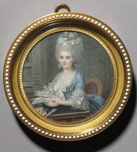 Ritratto di una donna in un vestito blu da Andre Pujos
