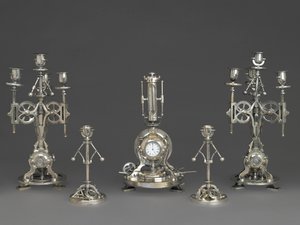 Garniture di Orologi in Cinque Pezzi, c.1880 da Andre Romain Guilmet