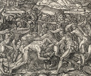 Battaglia tra le tribù Margageaz e Tabajares da Andre Thevet