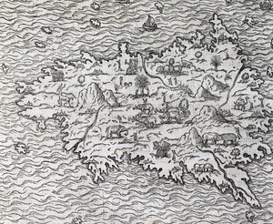 Mappa di Sumatra, incisione di Andre Thevet, Parigi, Francia da Andre Thevet