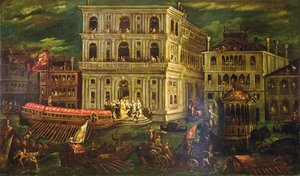 Imbarco della Dogaressa Morosina Morosini Grimani 4 maggio 1597, Venezia, c.1600 da Andrea Vicentino