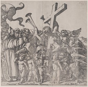 Sezione D: angeli che suonano le trombe ecc., da Il trionfo di Cristo, 1836 da Andrea Andreani