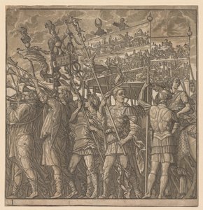 Il trionfo di Giulio Cesare: Soldati che portano le immagini della guerra, 1593-99 da Andrea Andreani