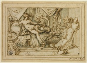 Olimpia, madre di Alessandro, visitata da Zeus sotto forma di serpente
