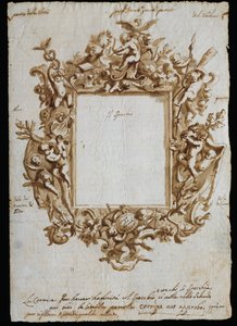 Disegno ortogonale per cornice allegorica da Andrea Brustolon
