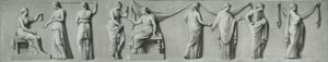 Un pannello grisaille che raffigura una processione femminile con lacrimatoi da Andrea Casali