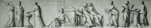 Un pannello grisaille che raffigura scene basate sul Matrimonio Aldobrandini da Andrea Casali