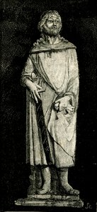 San Giuliano Ospitaliere, statua di Andrea Della Robbia (1435-1525 o 1528), oratorio della Madonna del Buon Consiglio, Prato, Toscana, Italia, xilografia da Le cento città d