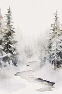 Ruscello nella foresta innevata