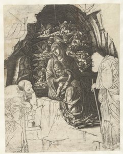 Maria con Bambino circondata da Angeli in Grotta con Giuseppe e Re in Adorazione da Andrea Mantegna (school of)