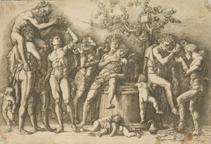 Baccanale con una botte di vino, c.1470-90 da Andrea Mantegna