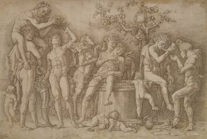 Baccanale con la botte di vino, 1470-90 da Andrea Mantegna