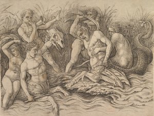 Battaglia degli dei del mare Parte destra di un fregio, ca. 1485-88 da Andrea Mantegna