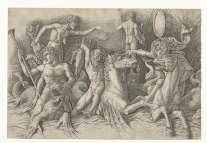 Battaglia degli dei del mare, con Invidia (Invidia) a sinistra