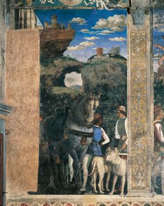 Cavallo, mastini e stallieri del conte Ludovico Gonzaga (dettaglio) da Andrea Mantegna