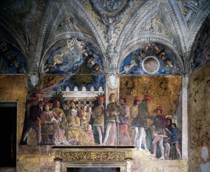 Ludovico Gonzaga, Marsilio Andreasi, Barbara di Brandeburgo con sua figlia Paula e Rodolfo Gonzaga da Andrea Mantegna