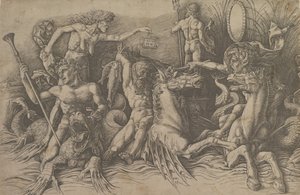 La battaglia degli dei del mare (parte sinistra di un fregio), ca. 1485-88