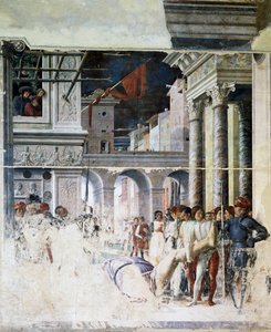 Trasporto del corpo decapitato di San Cristoforo, (dettaglio) dal Martirio di San Cristoforo da Andrea Mantegna