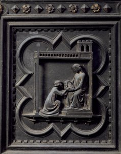 Salome Porta la Testa di San Giovanni Battista a sua Madre Erodiade, Moglie di Erode, diciottesimo pannello delle Porte Sud del Battistero di San Giovanni, 1336