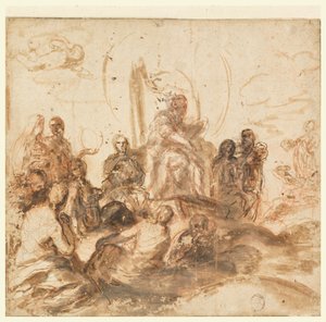 Progetto per allegoria della saggezza divina, sala di ricevimento, Palazzo Barberini, Roma, Italia da Andrea Sacchi