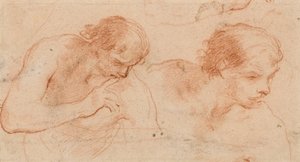 Due studi del busto di un uomo rivolto verso destra da Andrea Sacchi