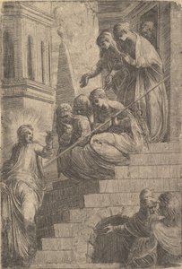 Cristo che si rivolge a un gruppo di donne sedute e in piedi sui gradini, ca. 1541-44 da Andrea Schiavone