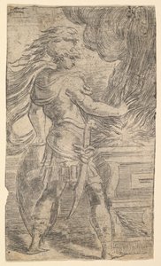 Muzio Scevola che mette la mano nelle fiamme (dettaglio) da Andrea Schiavone