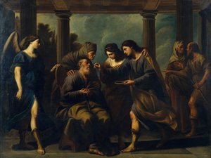 Tobia guarisce la cecità di suo padre, c. 1640 da Andrea Vaccaro
