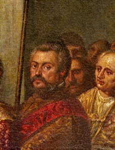 Un senatore veneziano, dettaglio da Re Enrico III di Francia in visita a Venezia nel 1574, dalla Sala delle Quattro Porte (dettaglio)