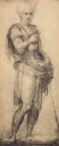 Studio di una figura maschile, disegno di Andrea del Sarto. Gabinetto dei Disegni e Stampe, Galleria degli Uffizi, Firenze