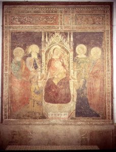 Madonna col Bambino con SS. Elia, Giovanni Battista, Nicola e Leonardo da Andrea di Bonaiuto (fl.1343 77)