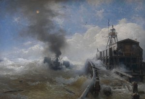 Un rimorchiatore che lascia il porto di Ostenda