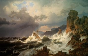 Tempesta marina sulla costa norvegese